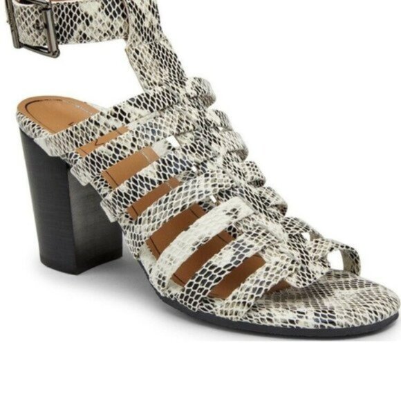 Vionic Sami Gladiator Caged Snakeskin Heel Women's Sandals Nwob - Picture 1 of 2